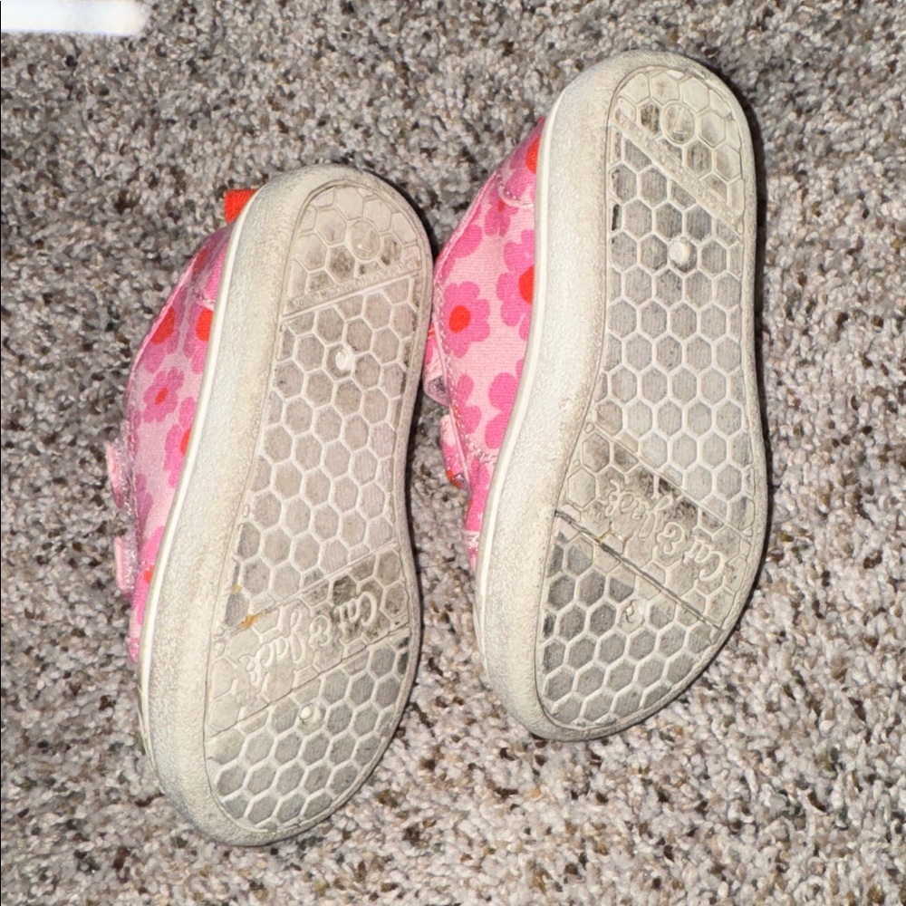 Cat & Jack Pink and Orange Floral Sneakers - Picture 3 of 4